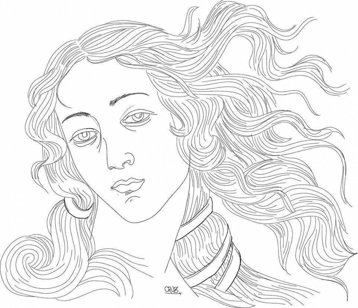 Coloring page shining goddess aphrodite