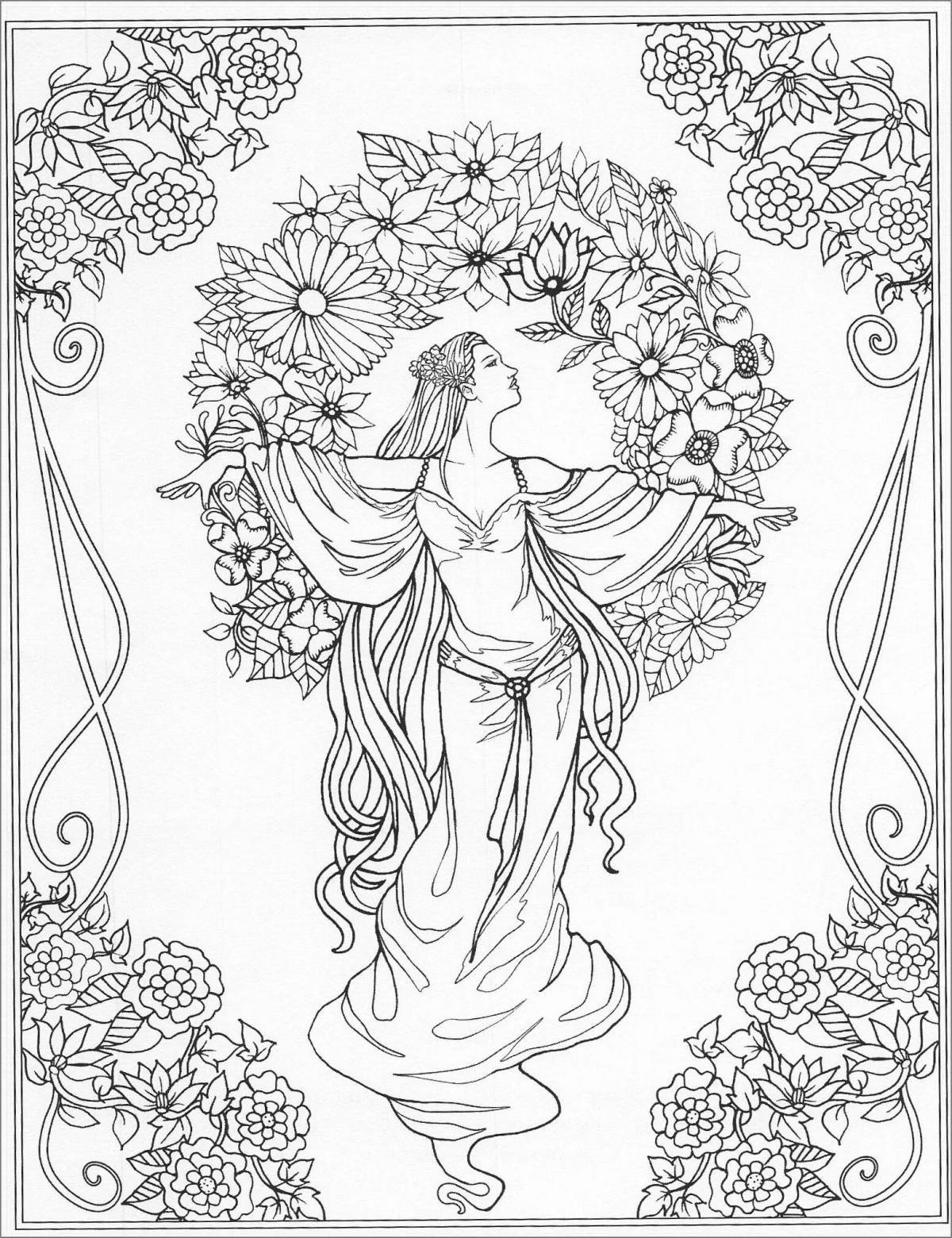 Glorious aphrodite goddess coloring page