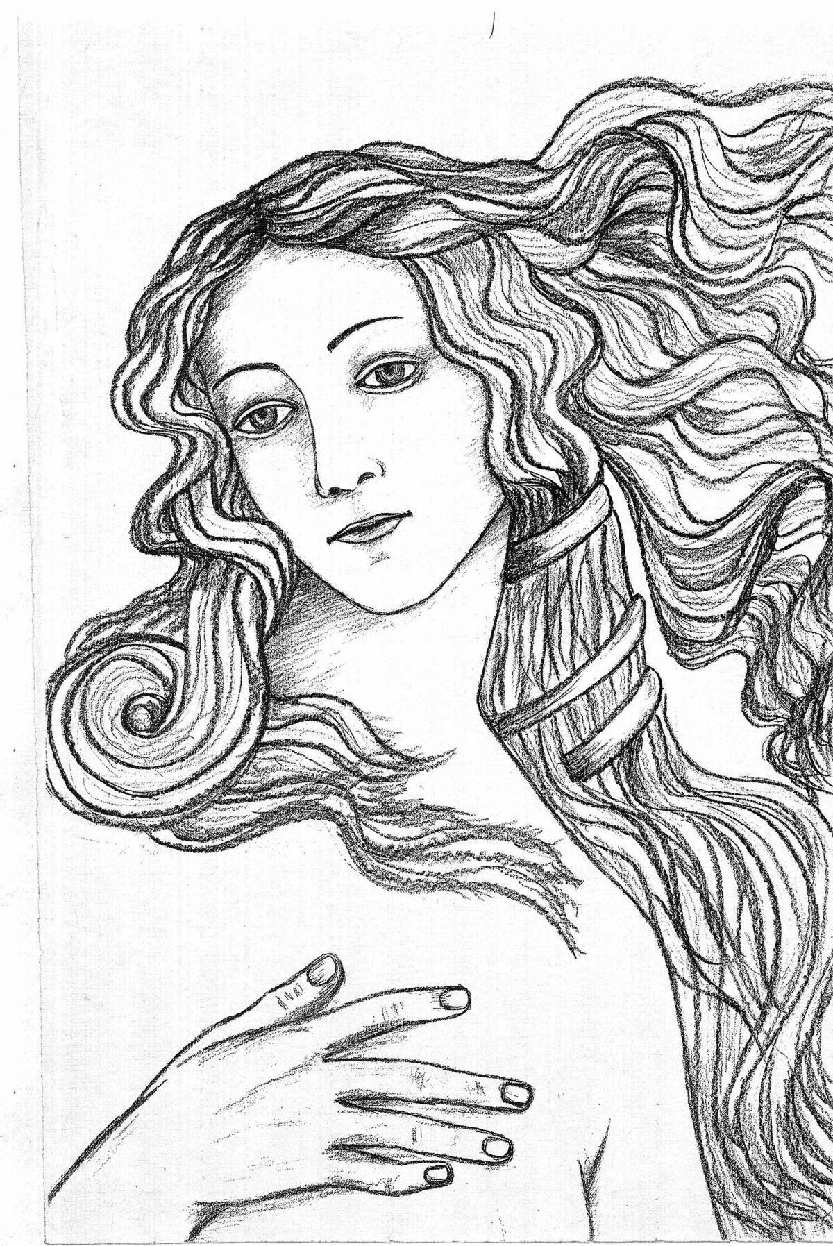 Coloring page elegant goddess aphrodite