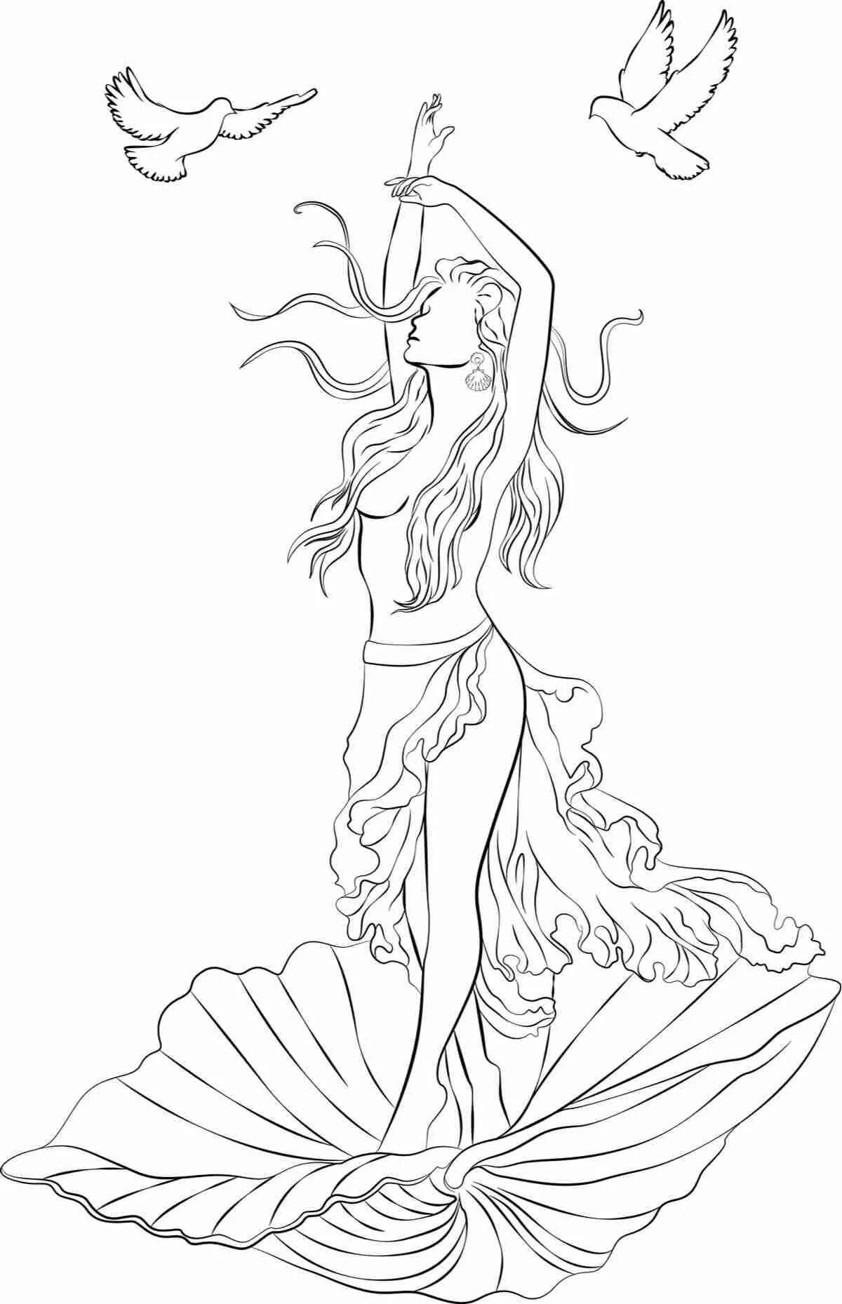 Coloring page royal goddess aphrodite