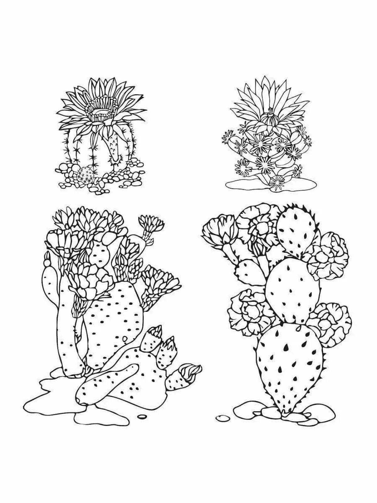 Glowing cactus coloring page
