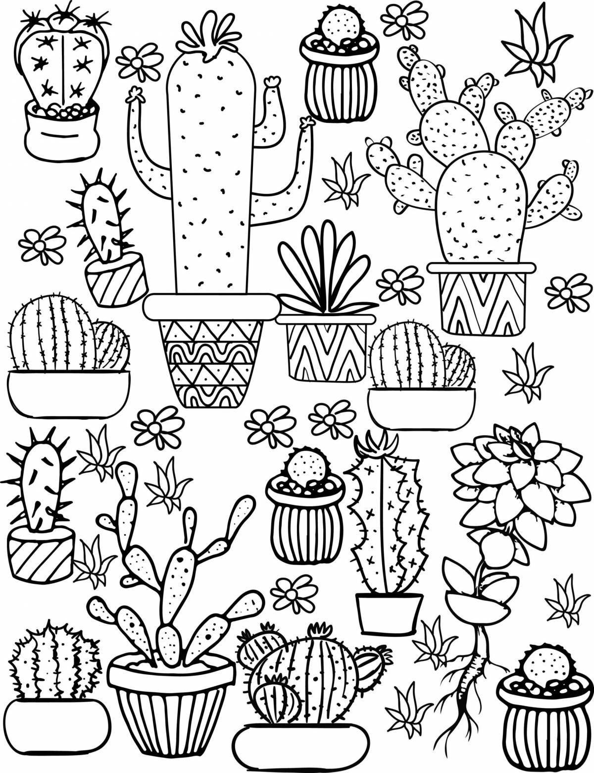 Invigorating cactus coloring book