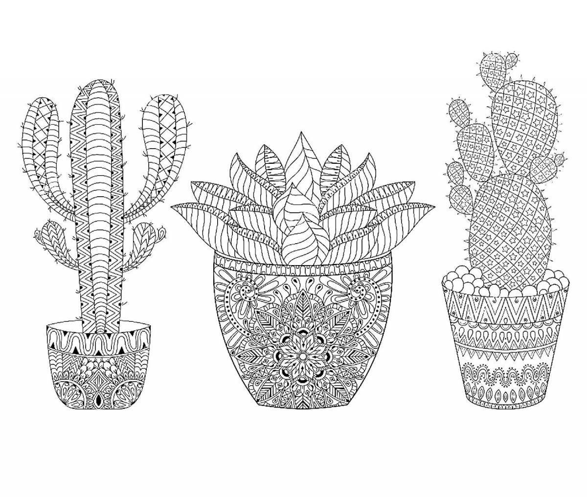Awesome cactus coloring page