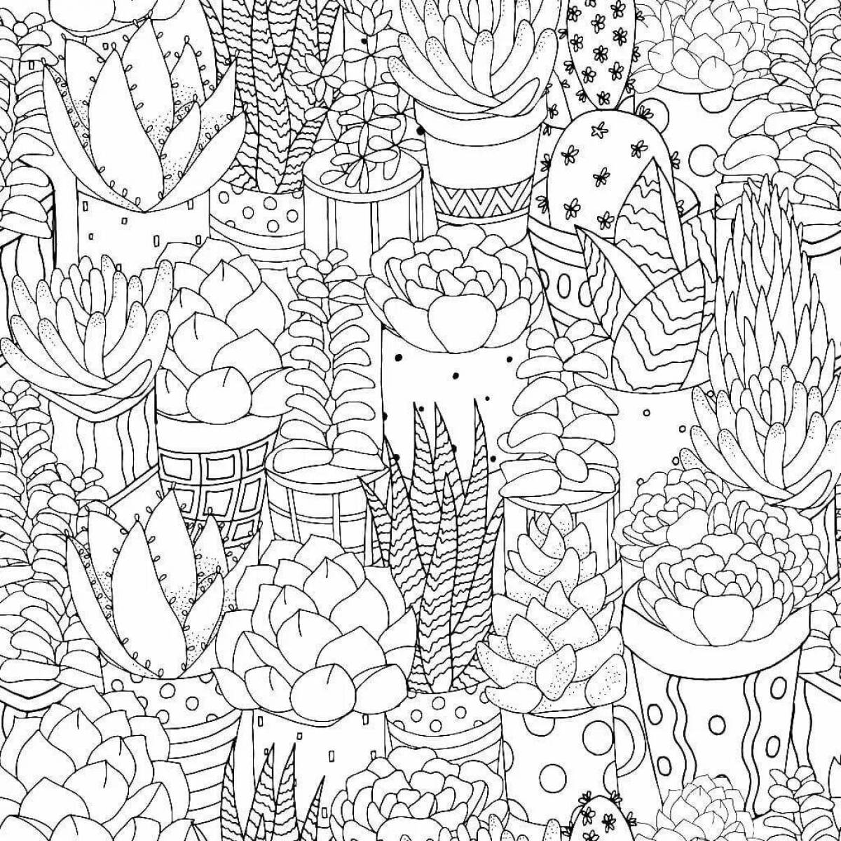 Красивая страница раскраски кактусов