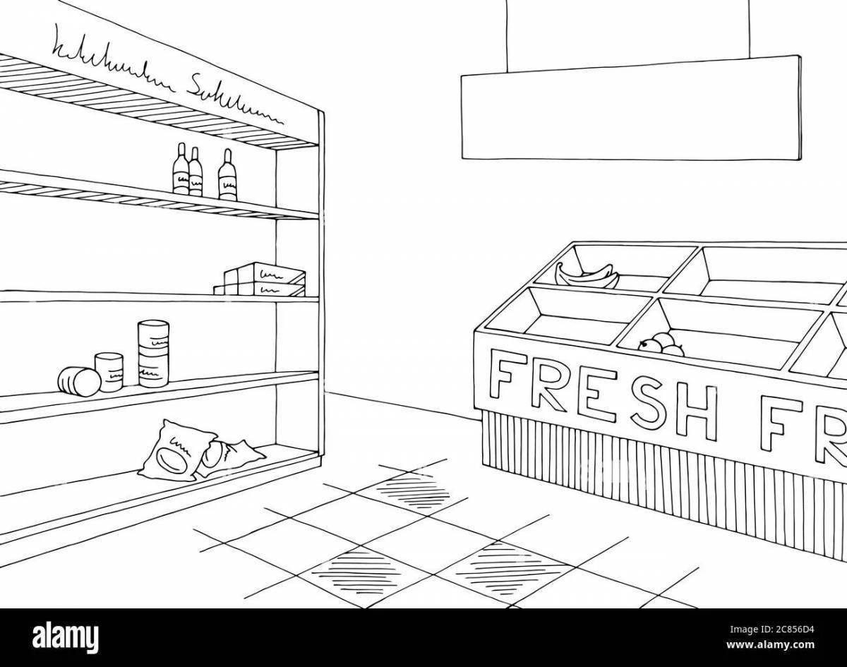 Coloring page luxury shop pyaterochka