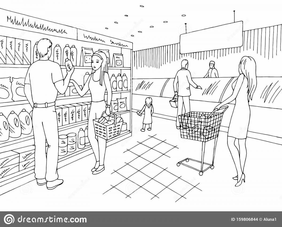 Coloring page exquisite shop pyaterochka