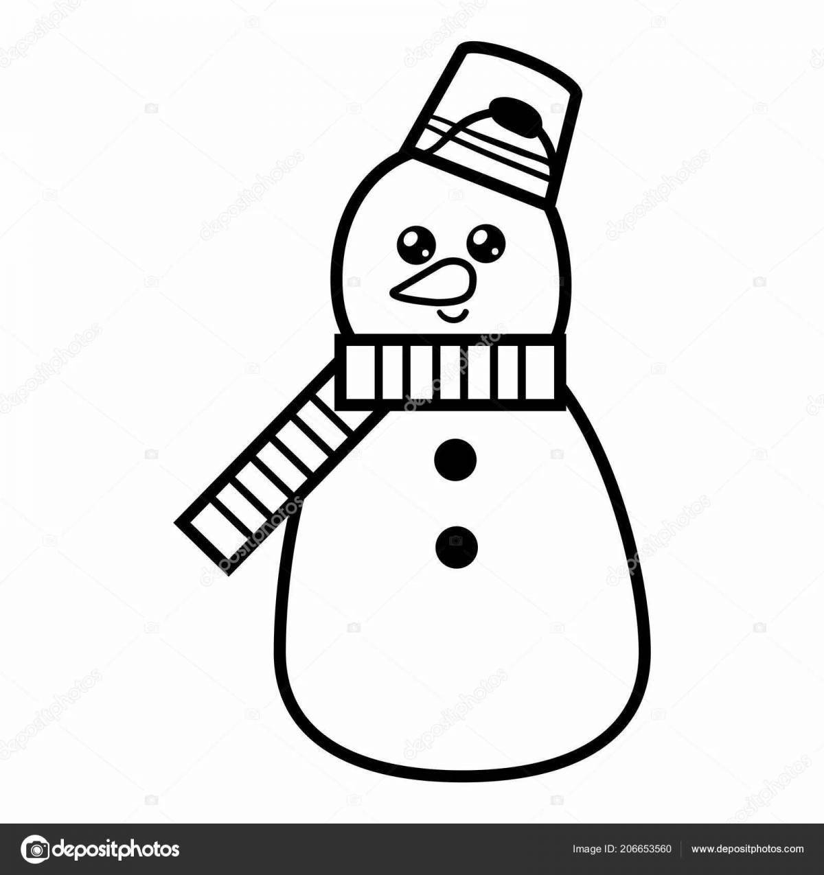 Очаровательная раскраска симпатичный снеговик