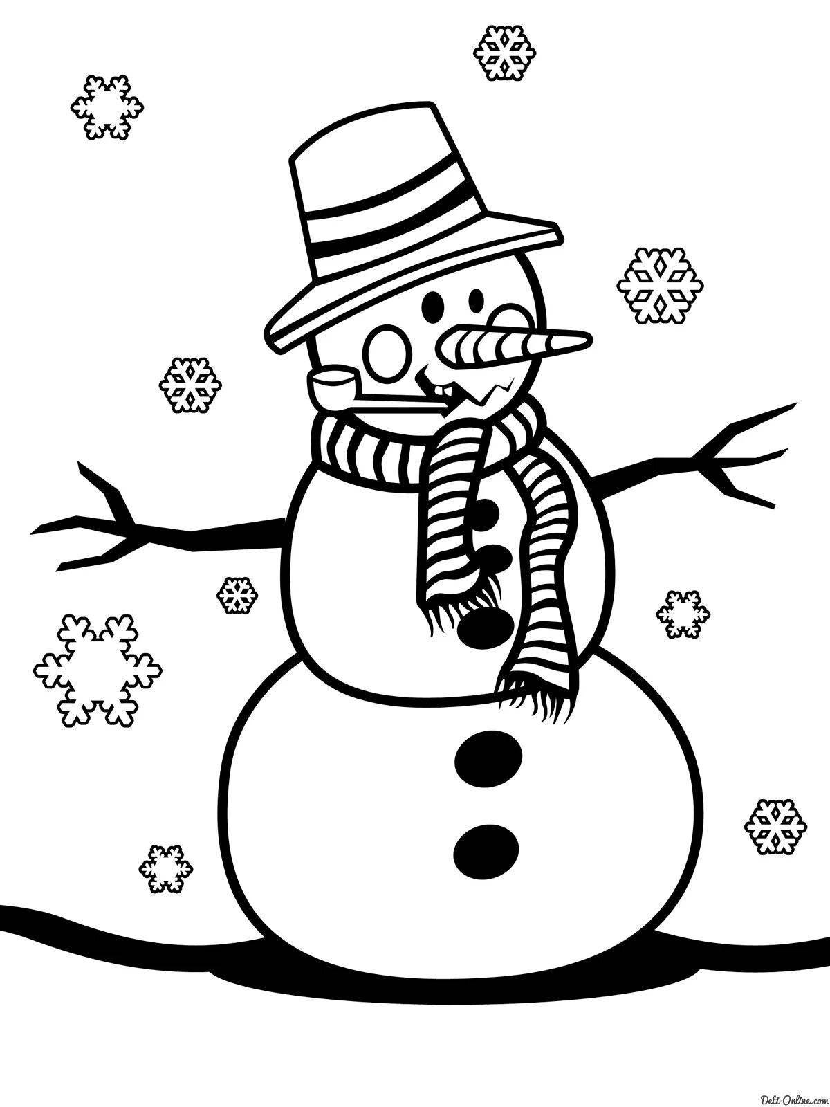 Fun coloring cute snowman
