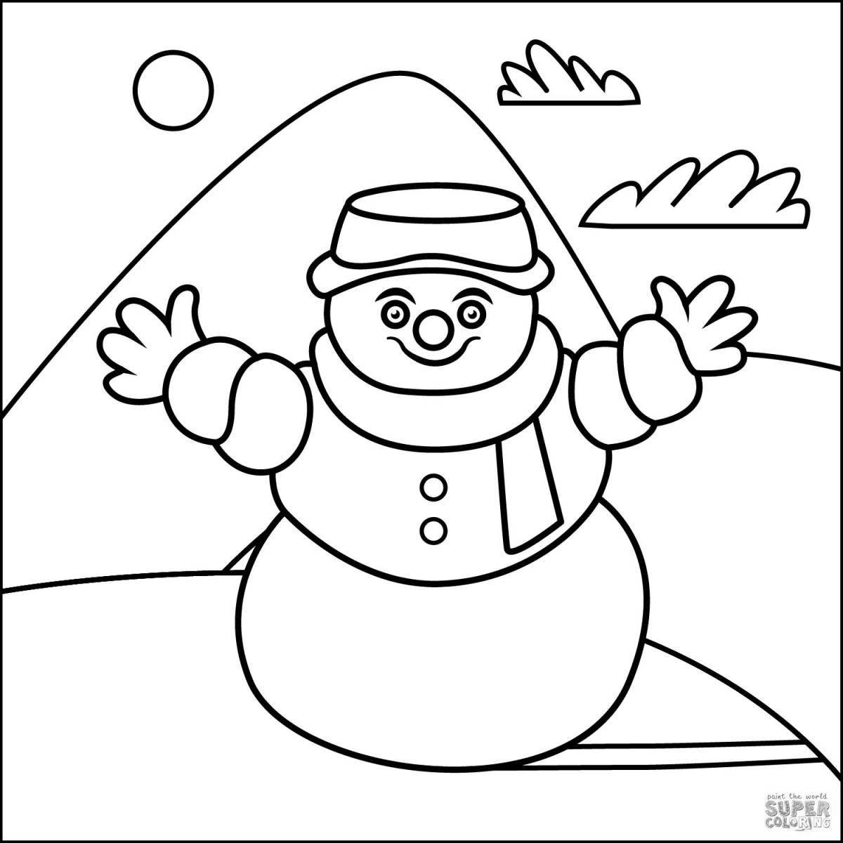 Adorable coloring cute snowman