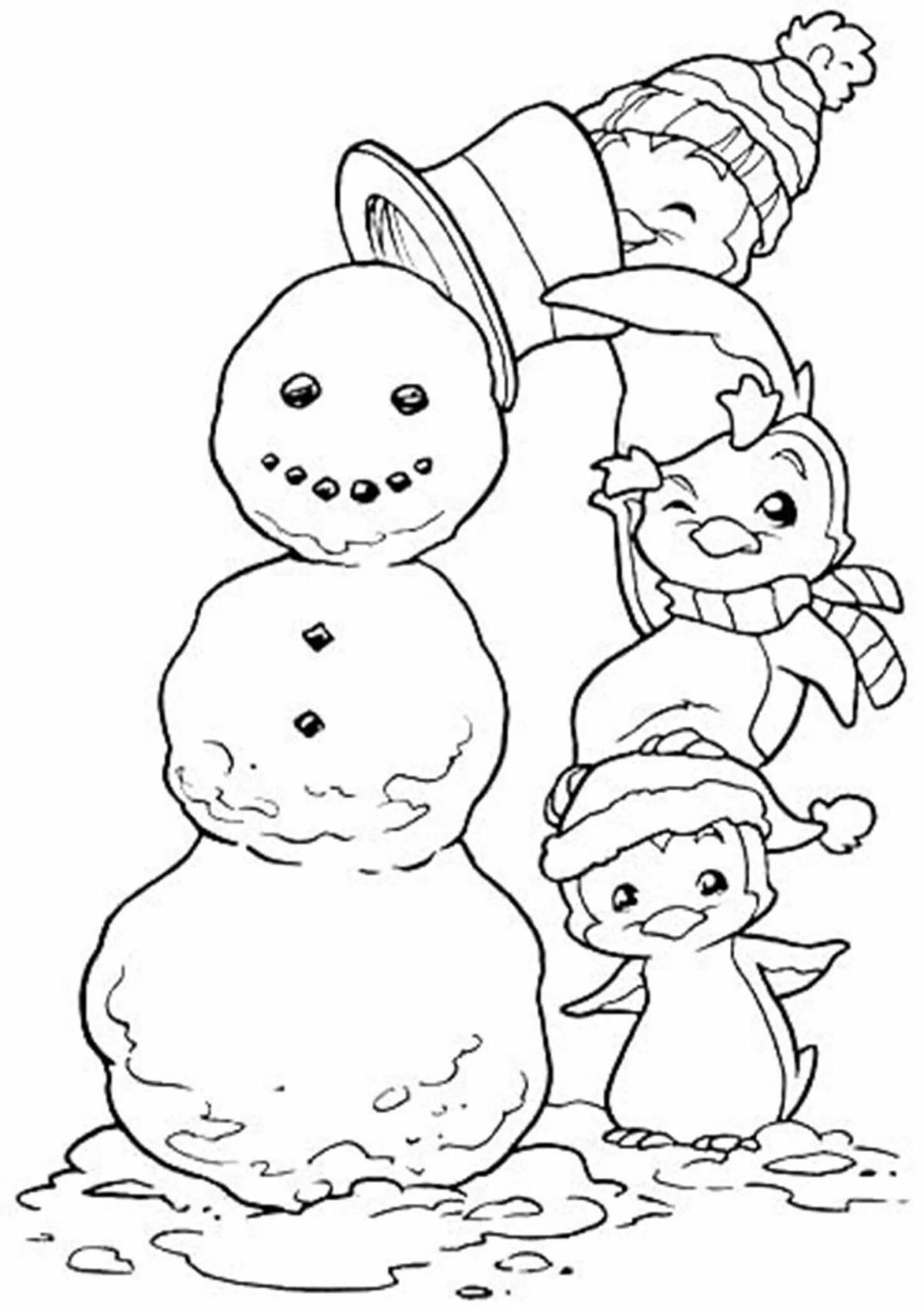 Fun coloring cute snowman