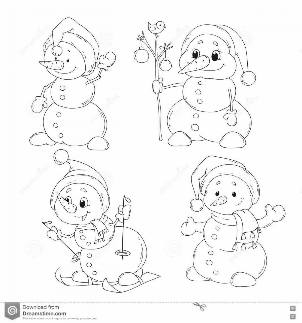 Magic coloring cute snowman