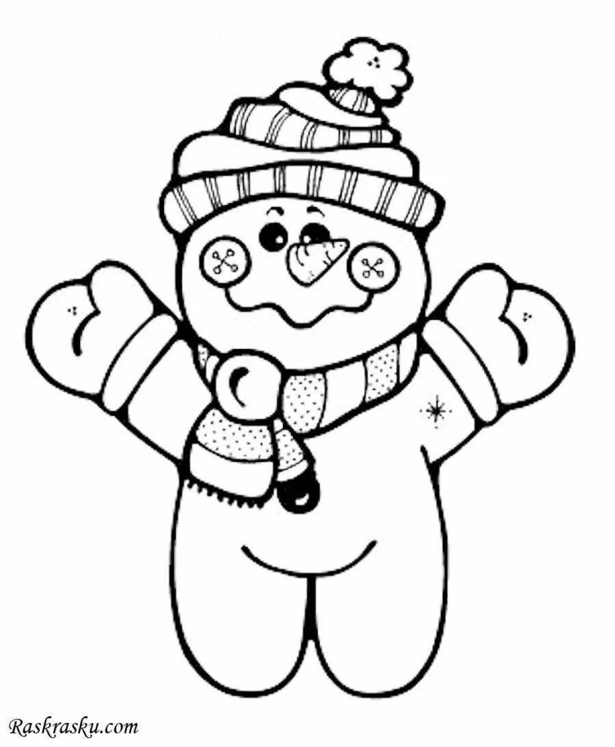 Naughty coloring cute snowman