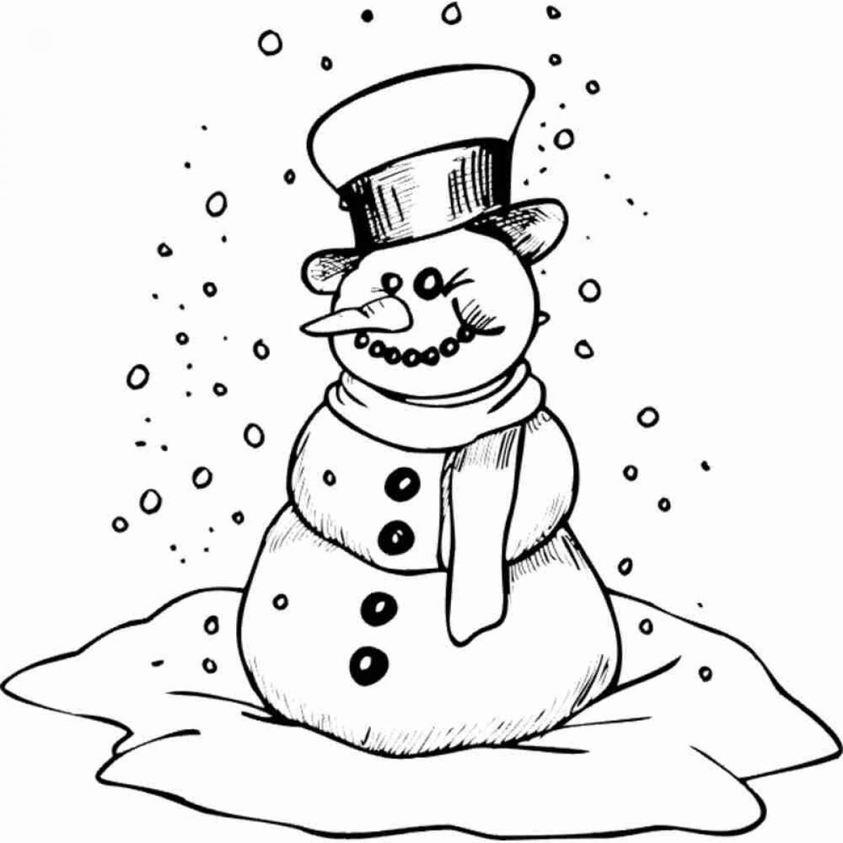 Precious coloring cute snowman