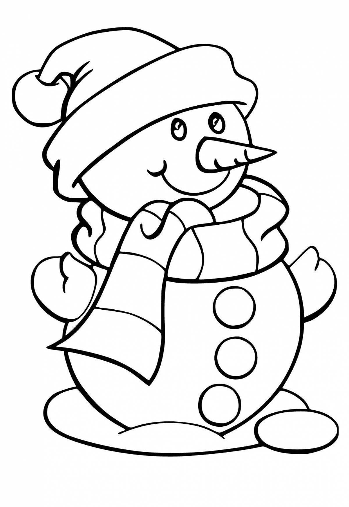 Exciting coloring cute snowman