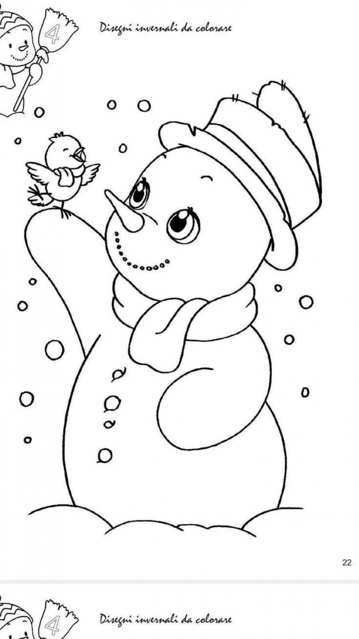 Dazzling coloring cute snowman