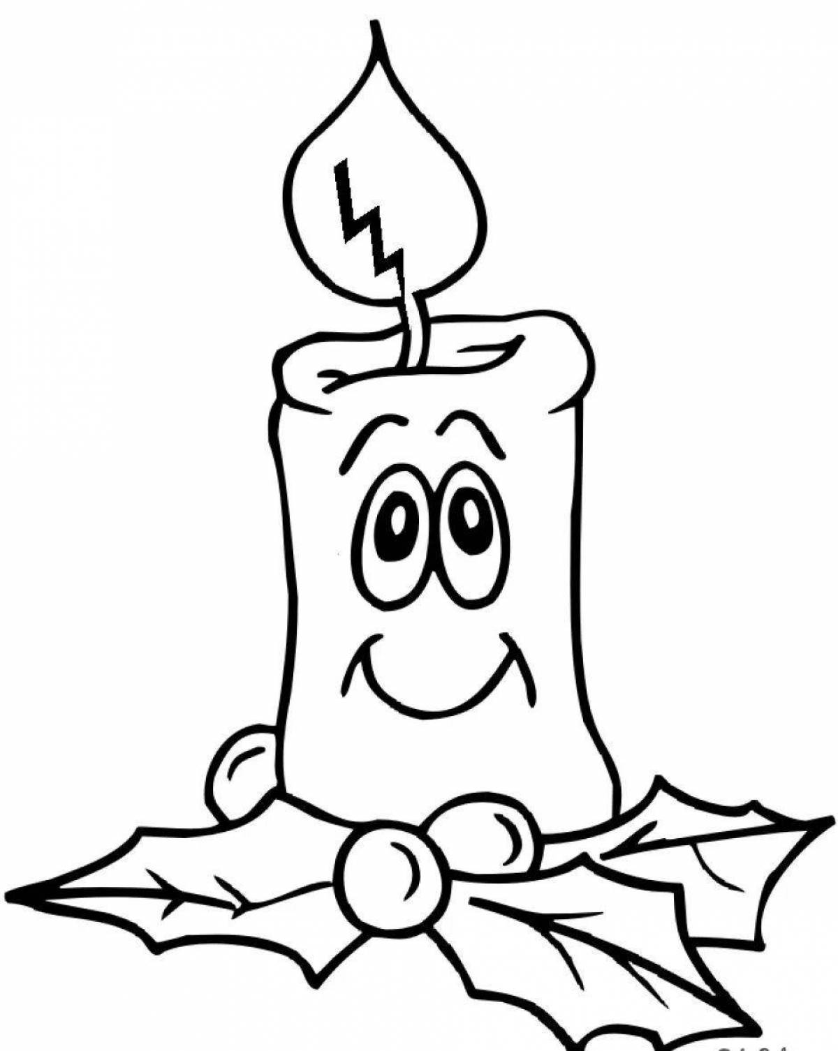 Colorful christmas candle coloring page