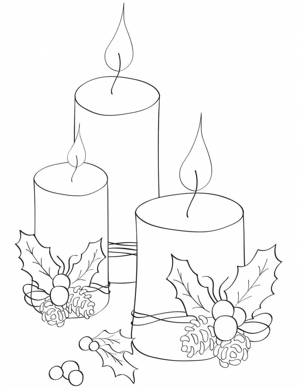 Adorable Christmas candle coloring page