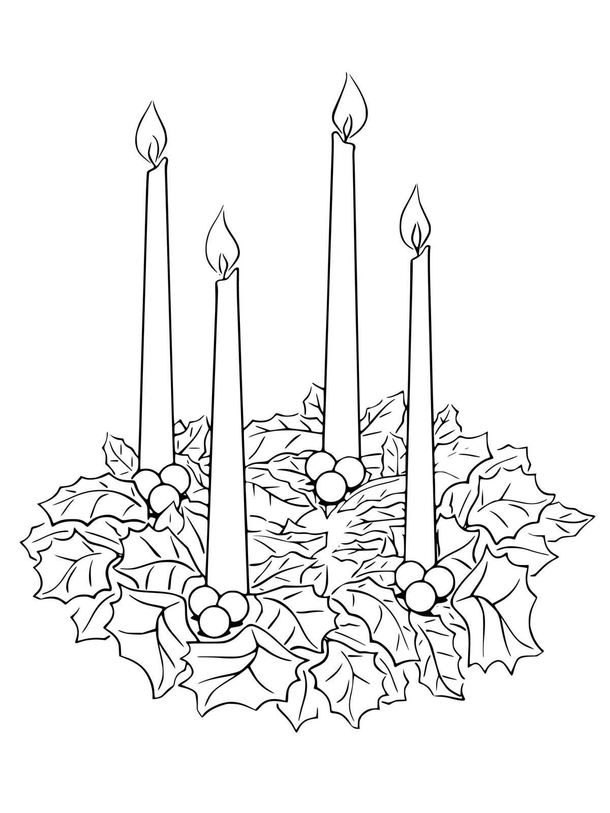 Majestic Christmas candle coloring page