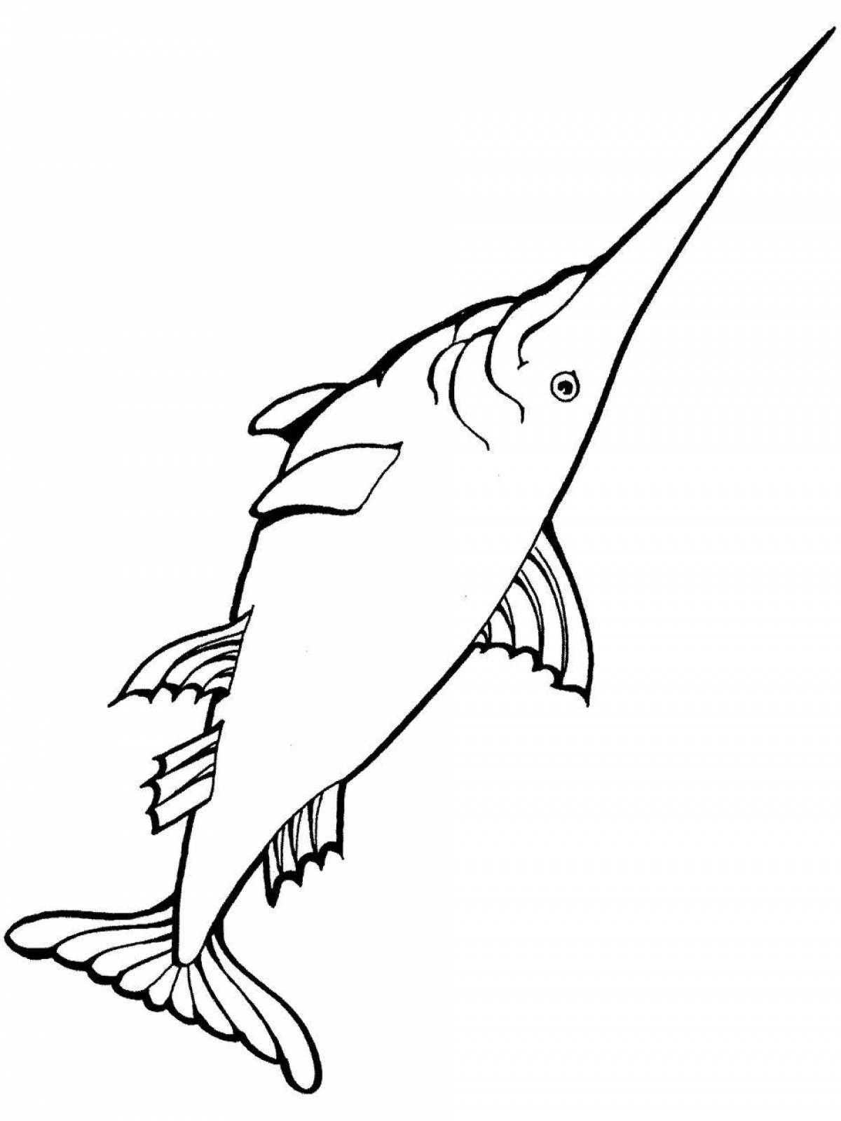 Раскраска сказочная рыба-парусник