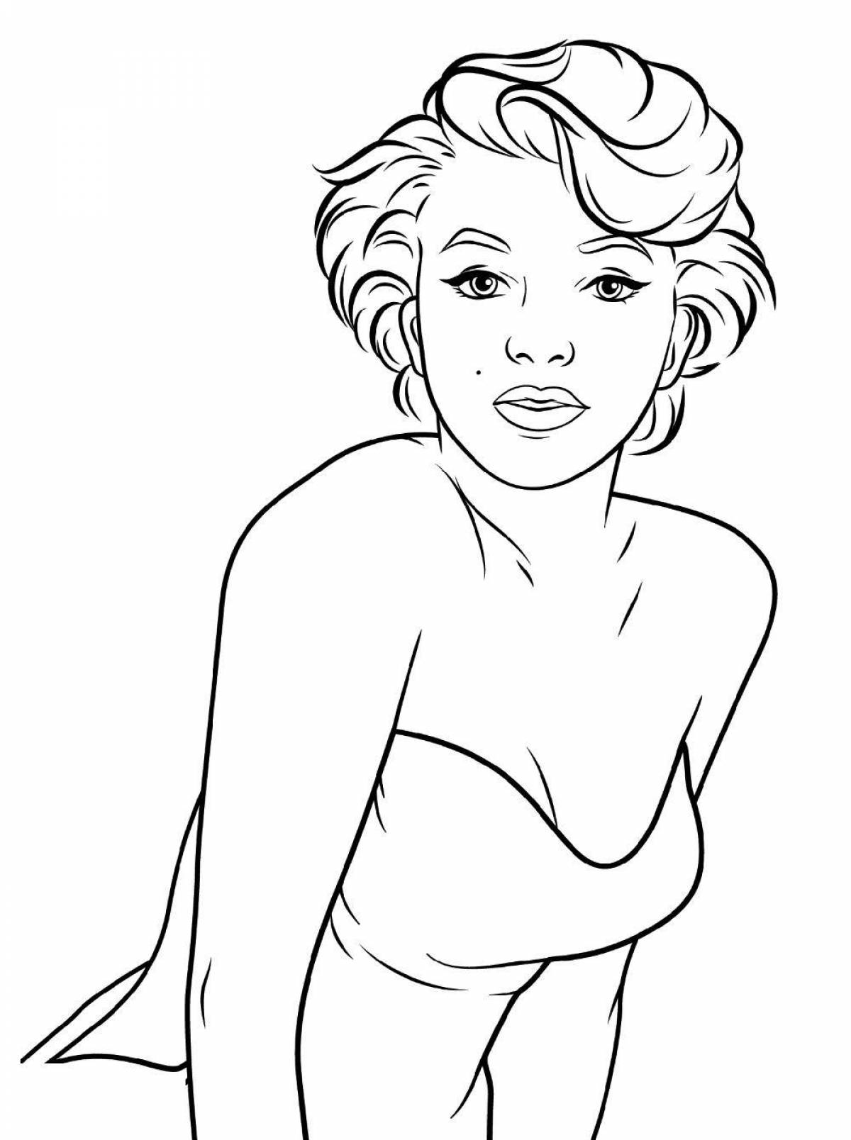 Colouring Marilyn Monroe obsessed with flowers