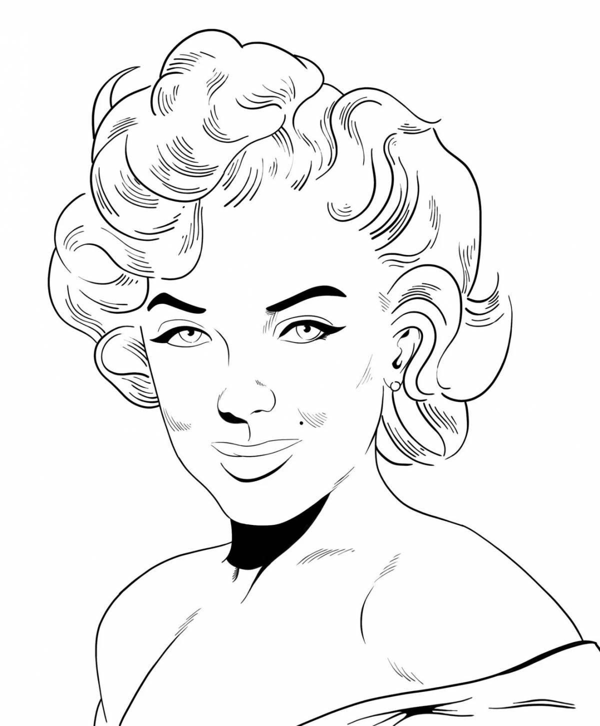 Marilyn Monroe coloring book filled with paint