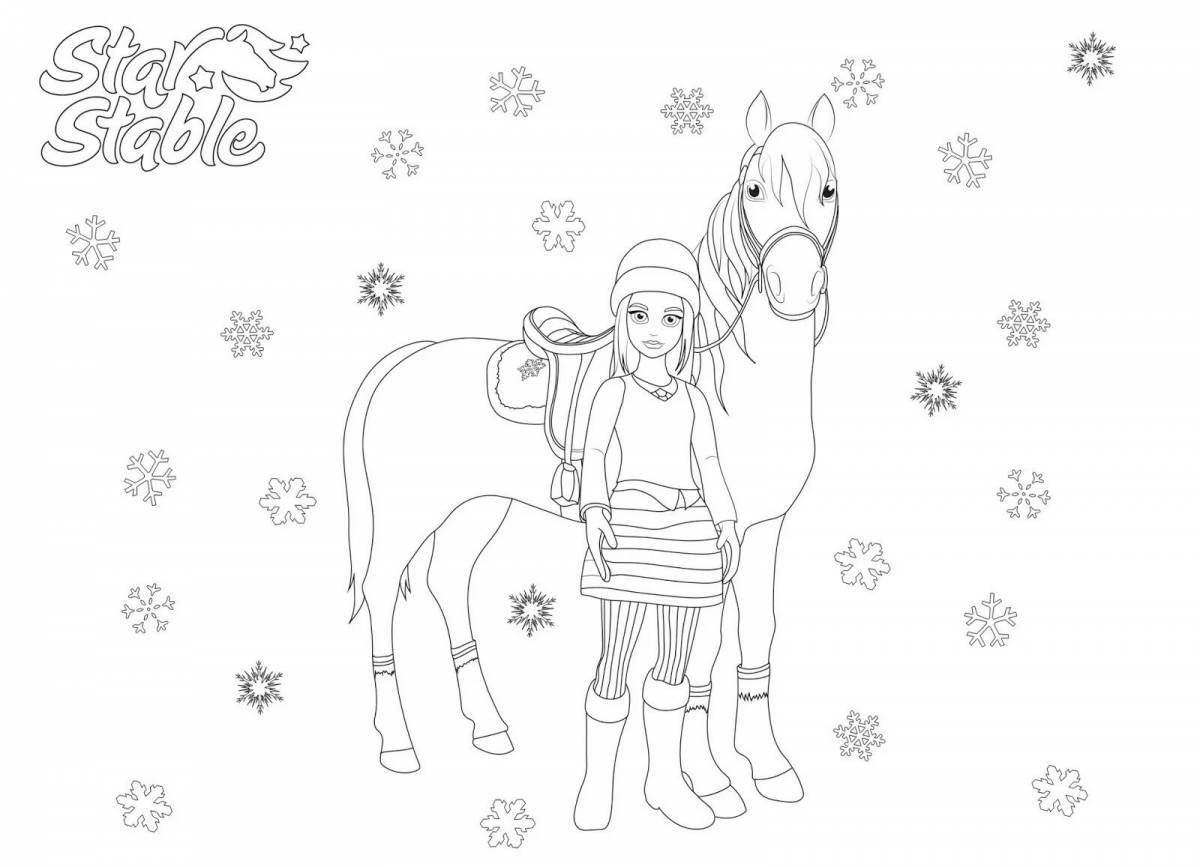 Раскраска великолепные зимние лошади