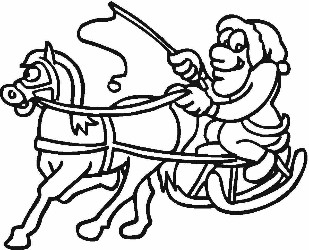 Adorable winter horses coloring page