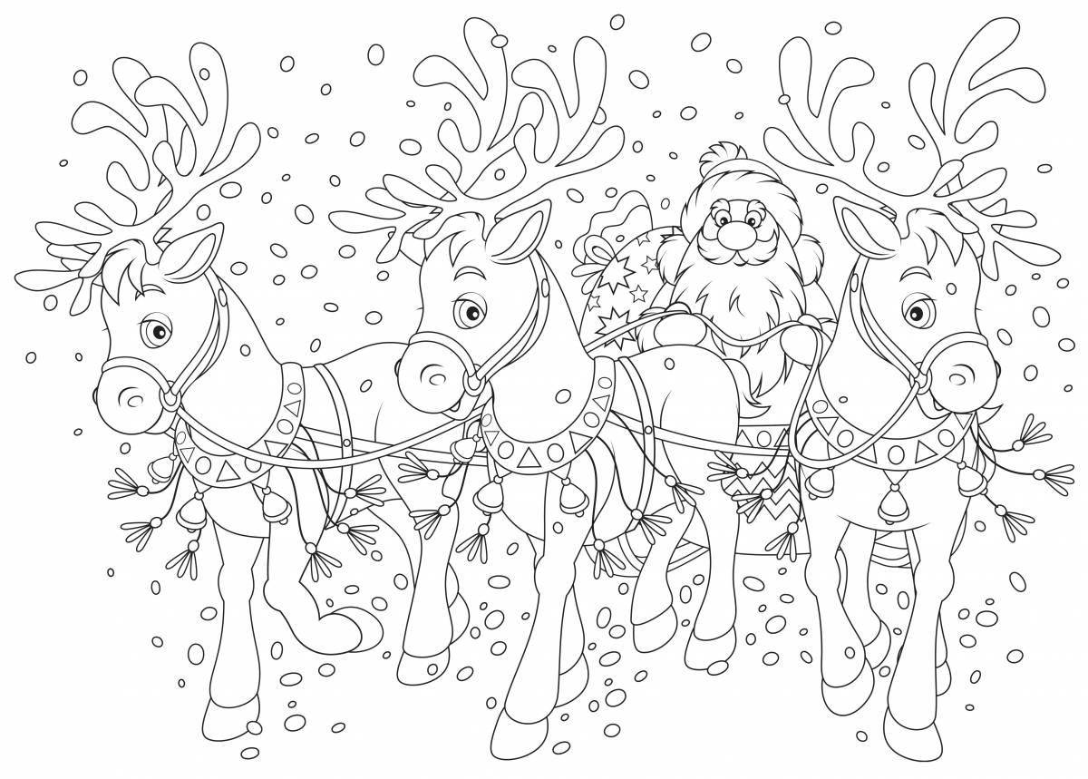 Coloring page beckoning winter horses