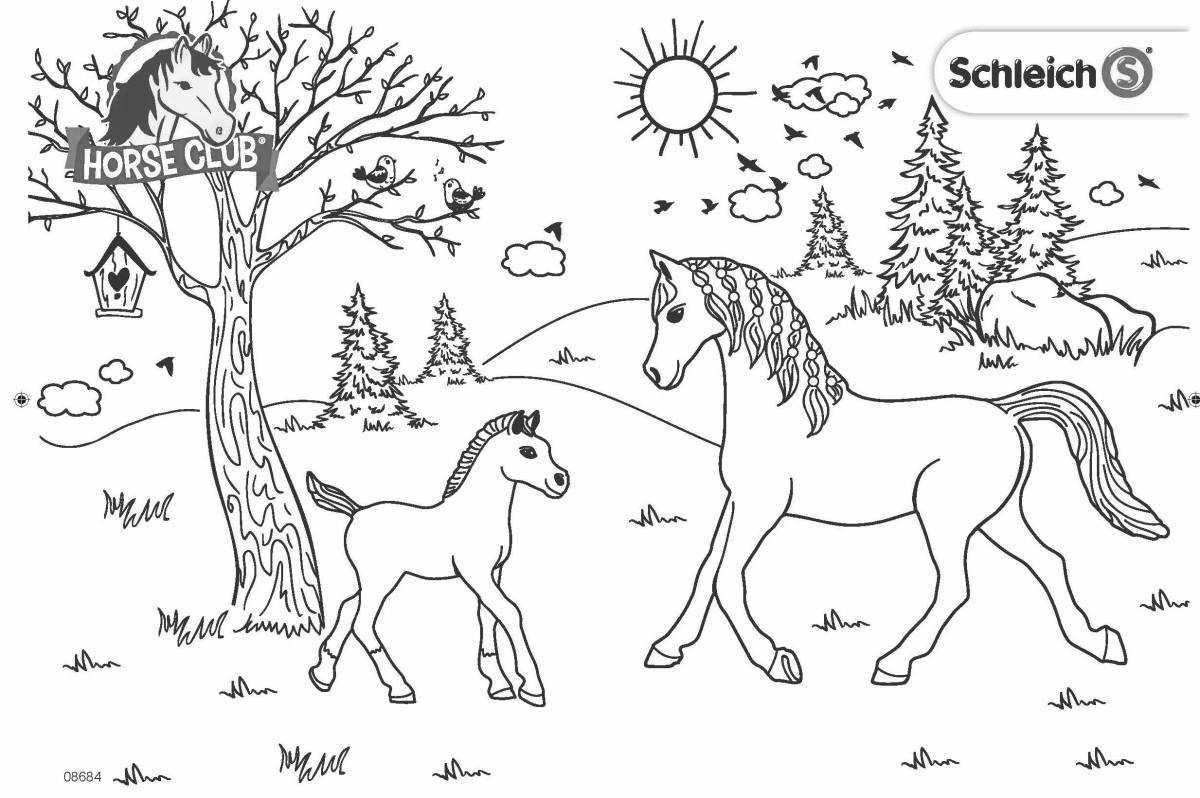 Раскраска превознесенные зимние лошади