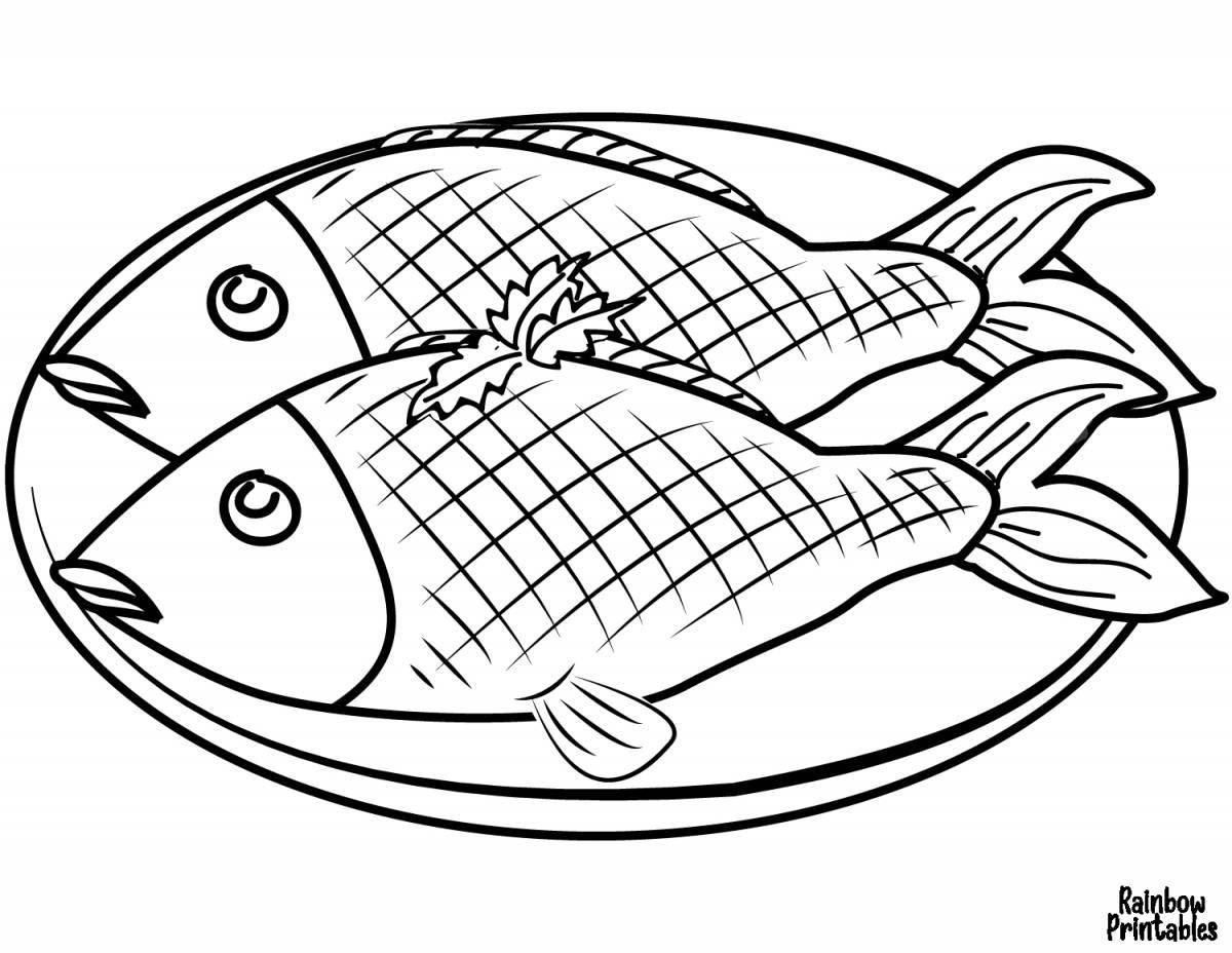 Bright fried fish coloring page