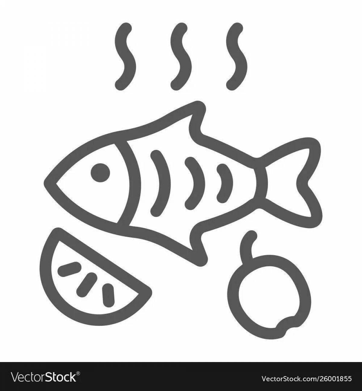 Playful fried fish coloring page
