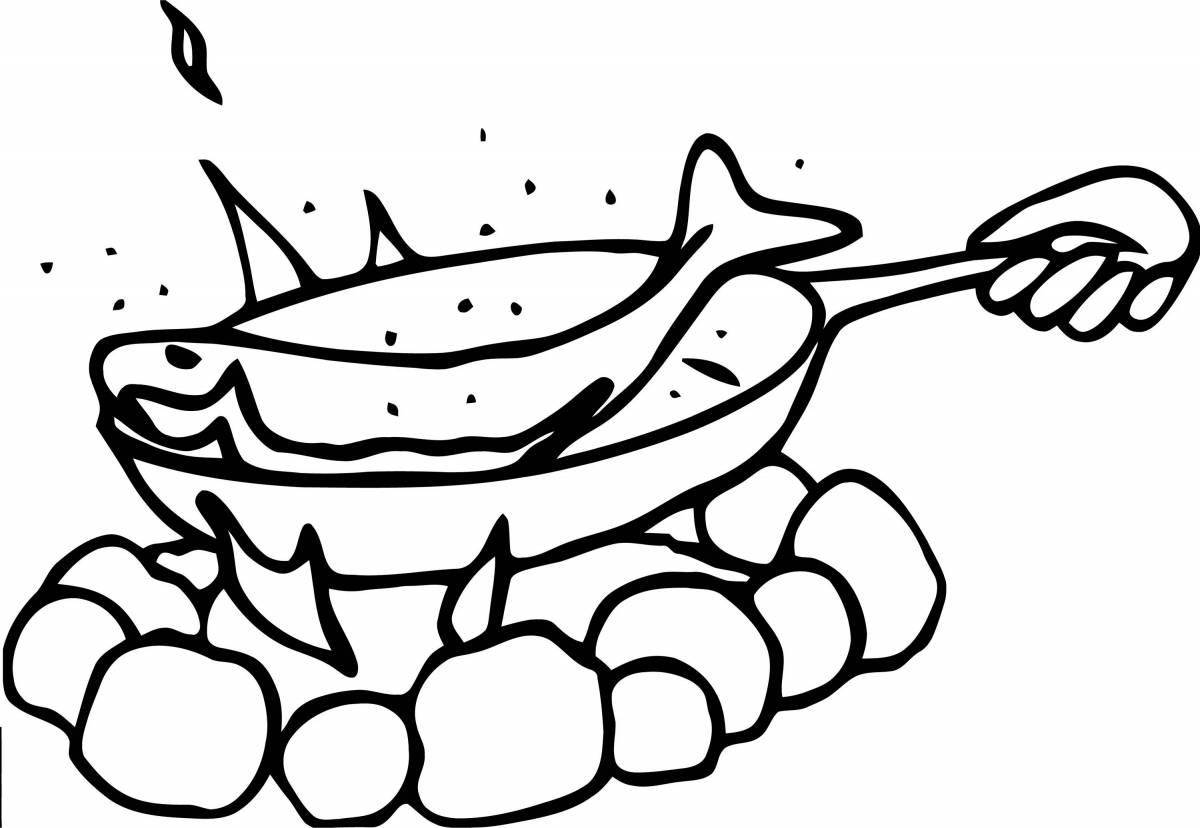 Attractive fried fish coloring page