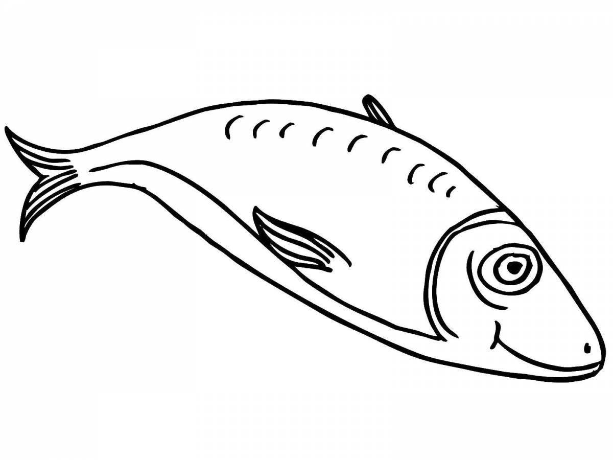 Cute fried fish coloring page