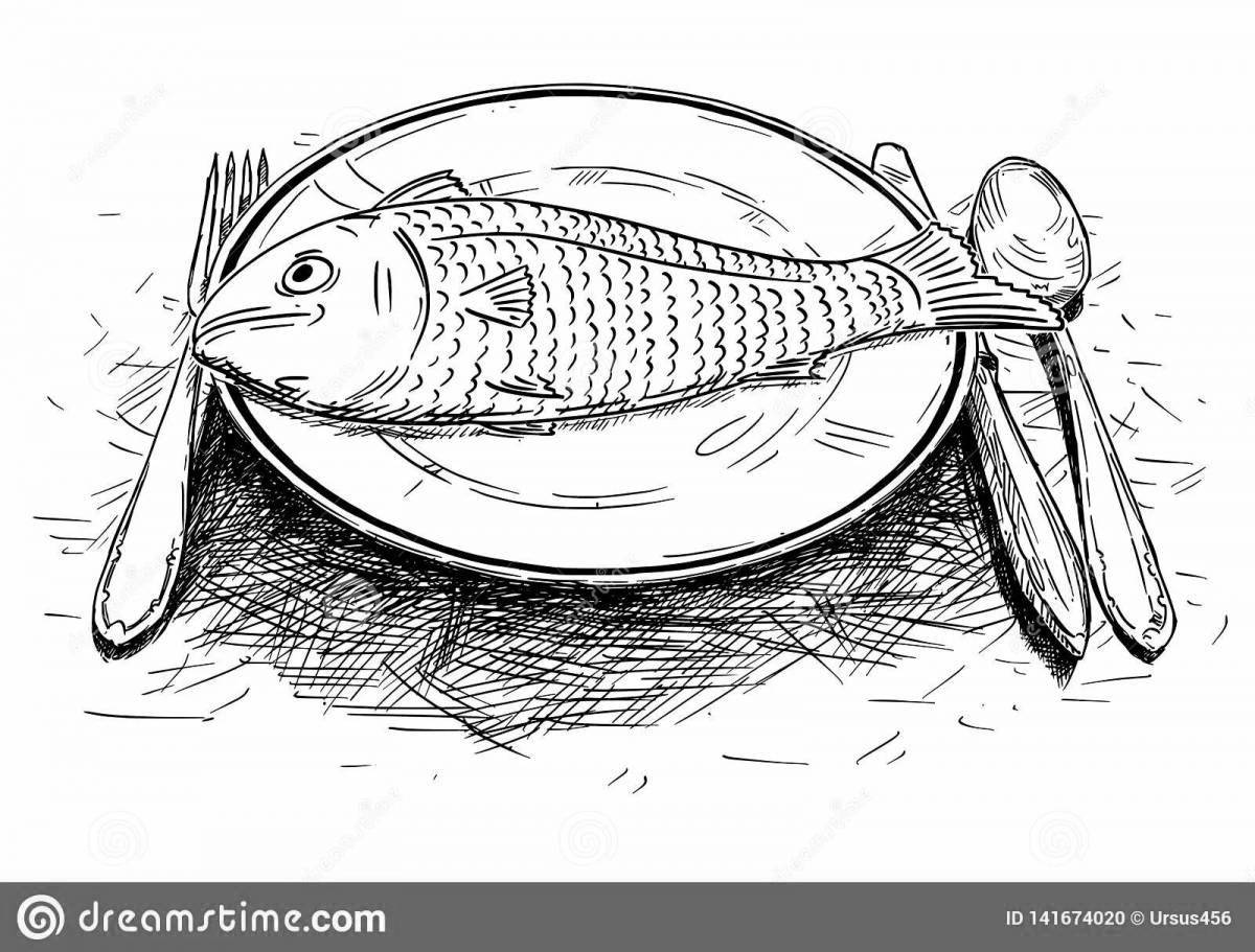 Sweet fried fish coloring page