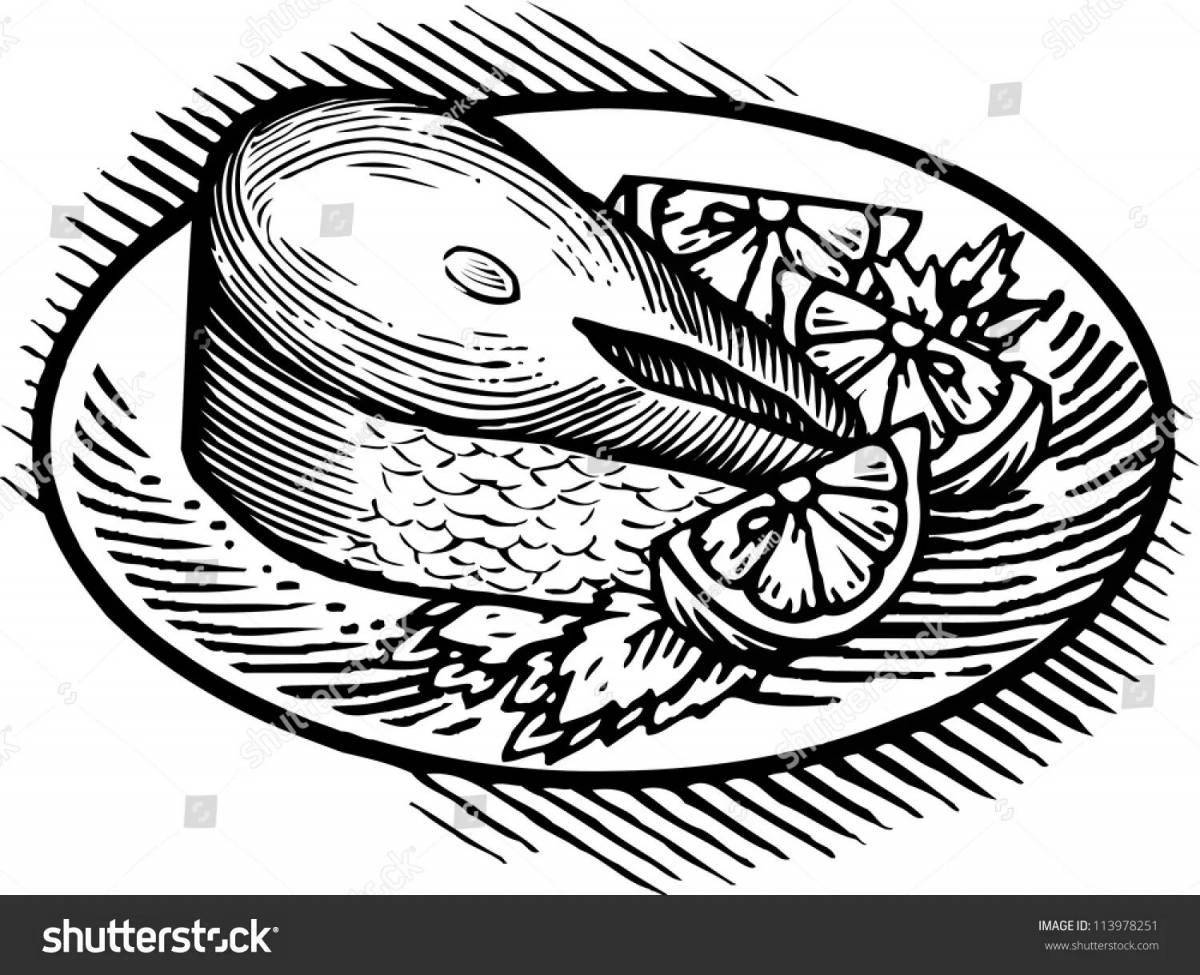 Great fried fish coloring page