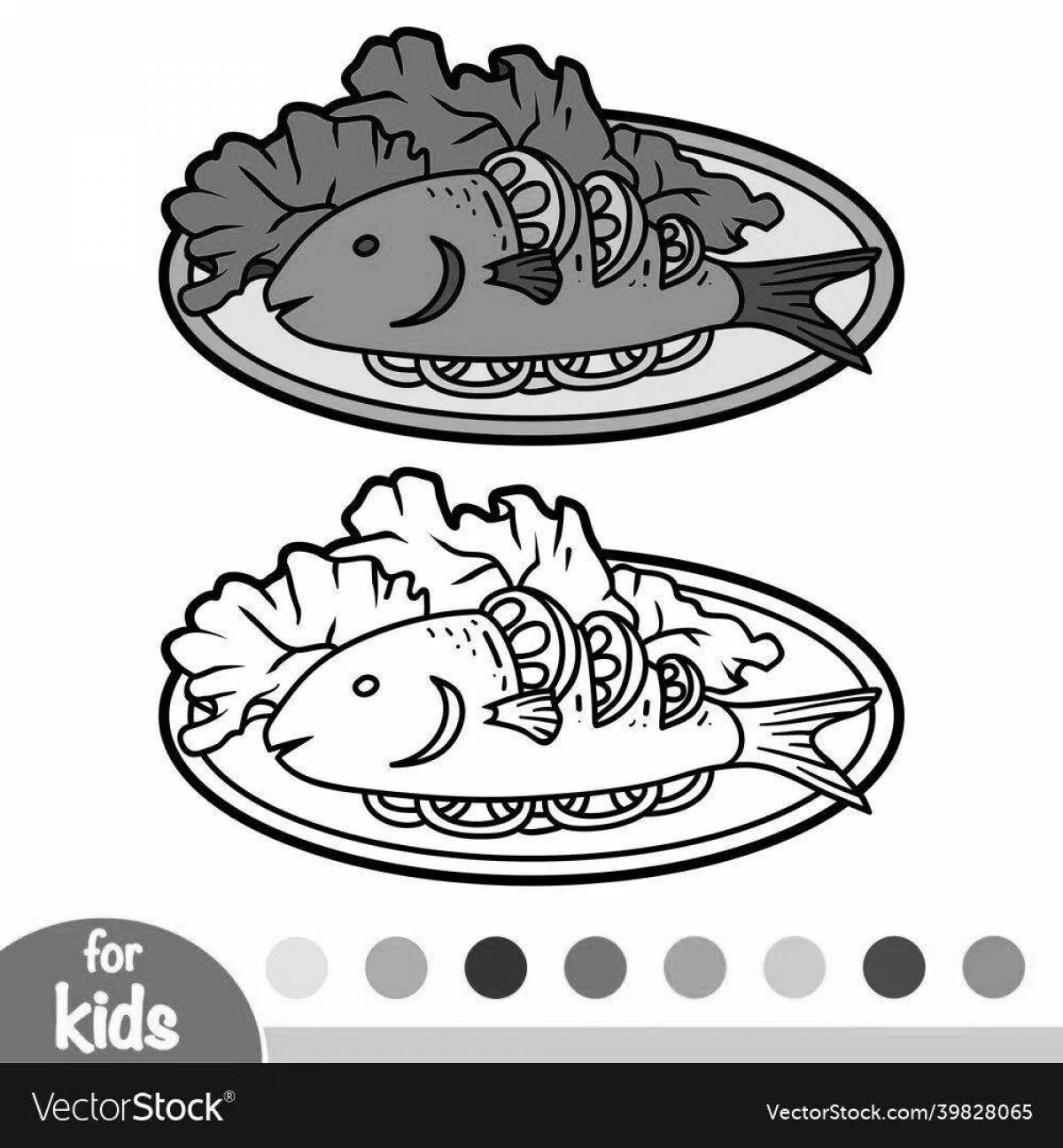Royal fried fish coloring page