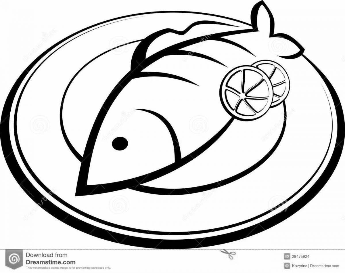 Coloring page elegant fried fish