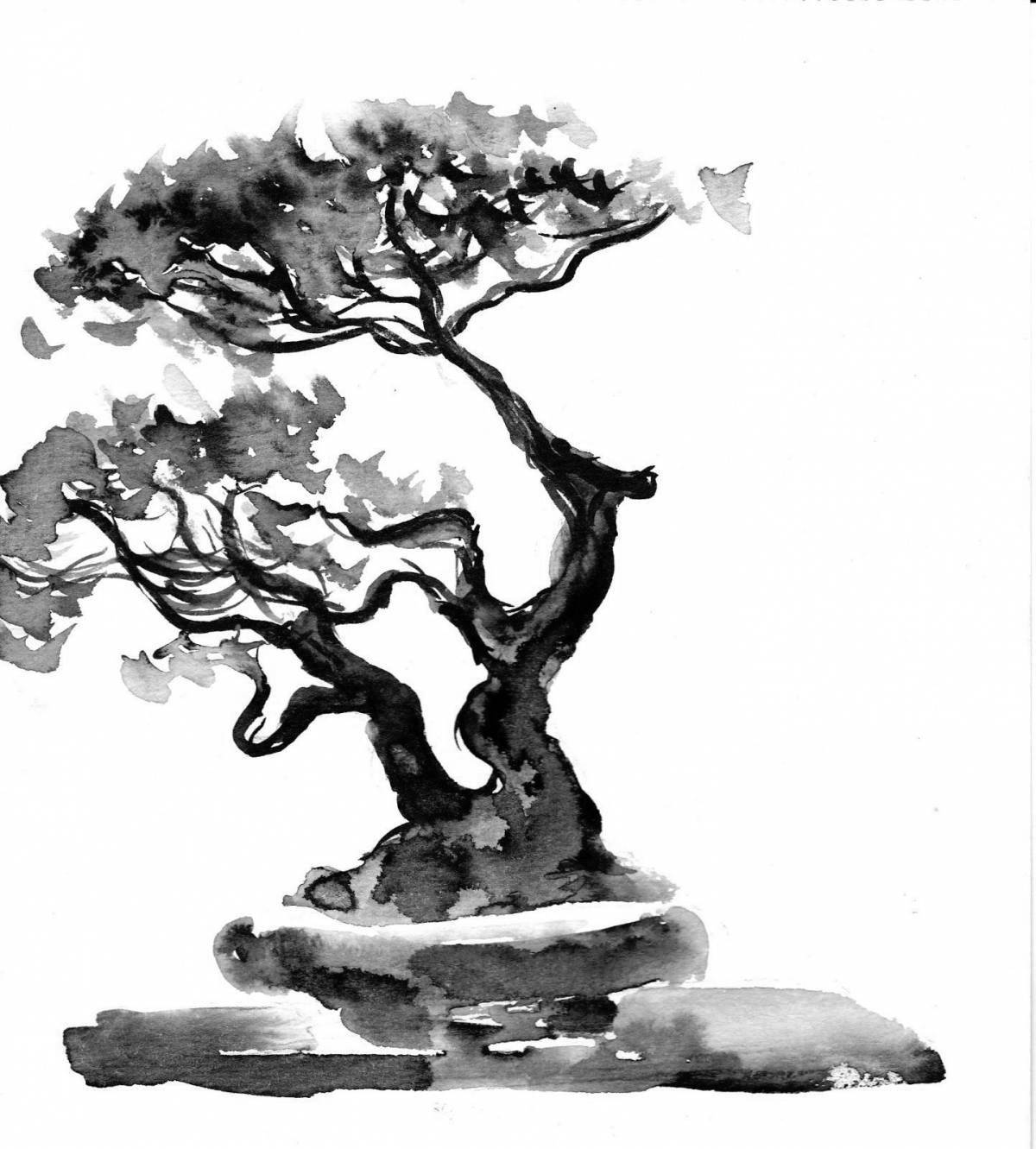 Изысканная раскраска японского дерева