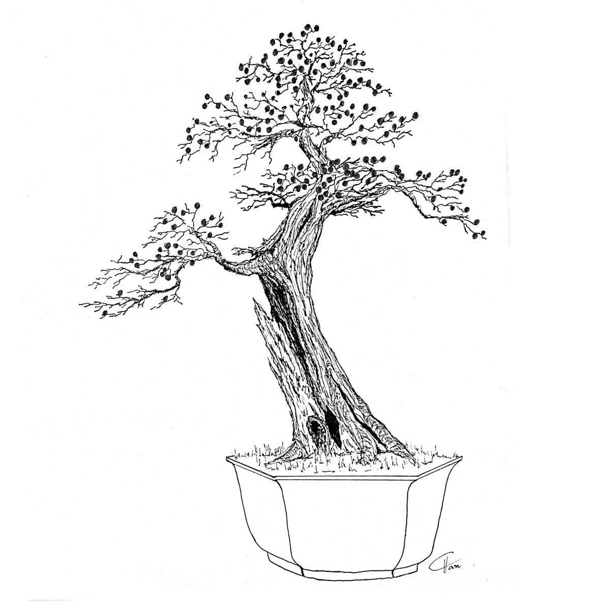 Awesome japanese tree coloring page