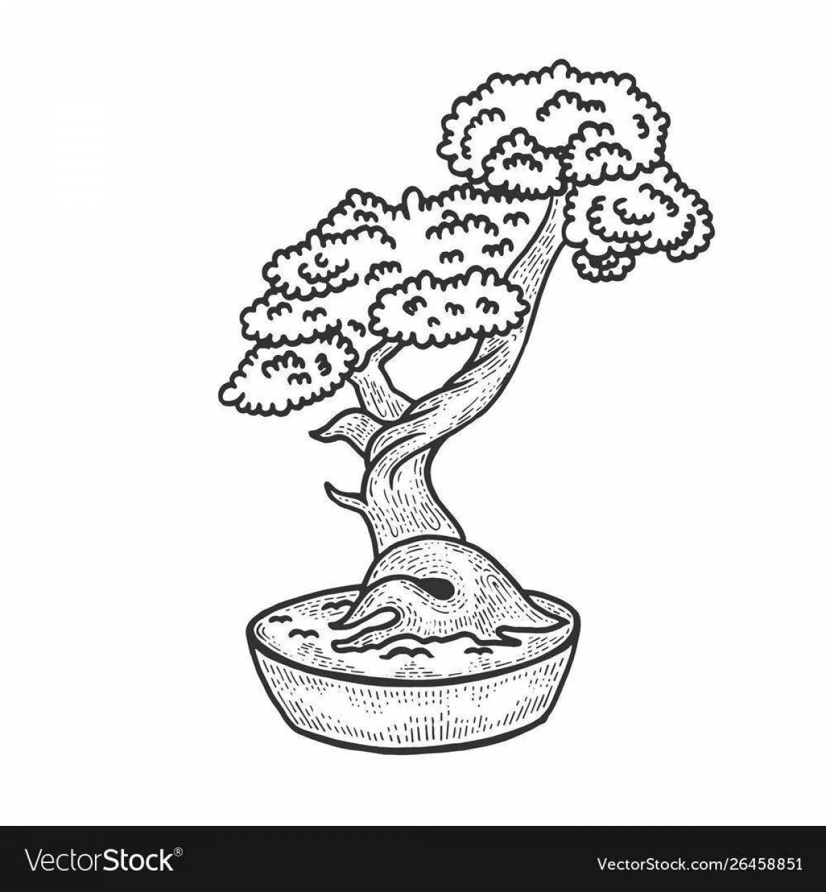 Adorable Japanese tree coloring page
