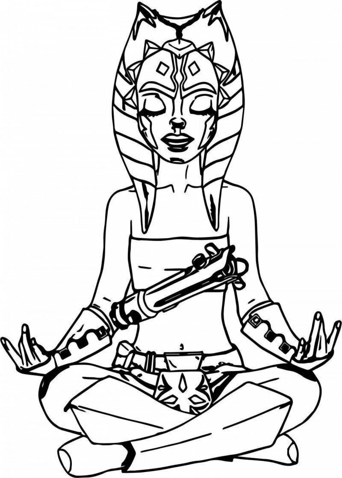 Colorful coloring page ahsoka tano