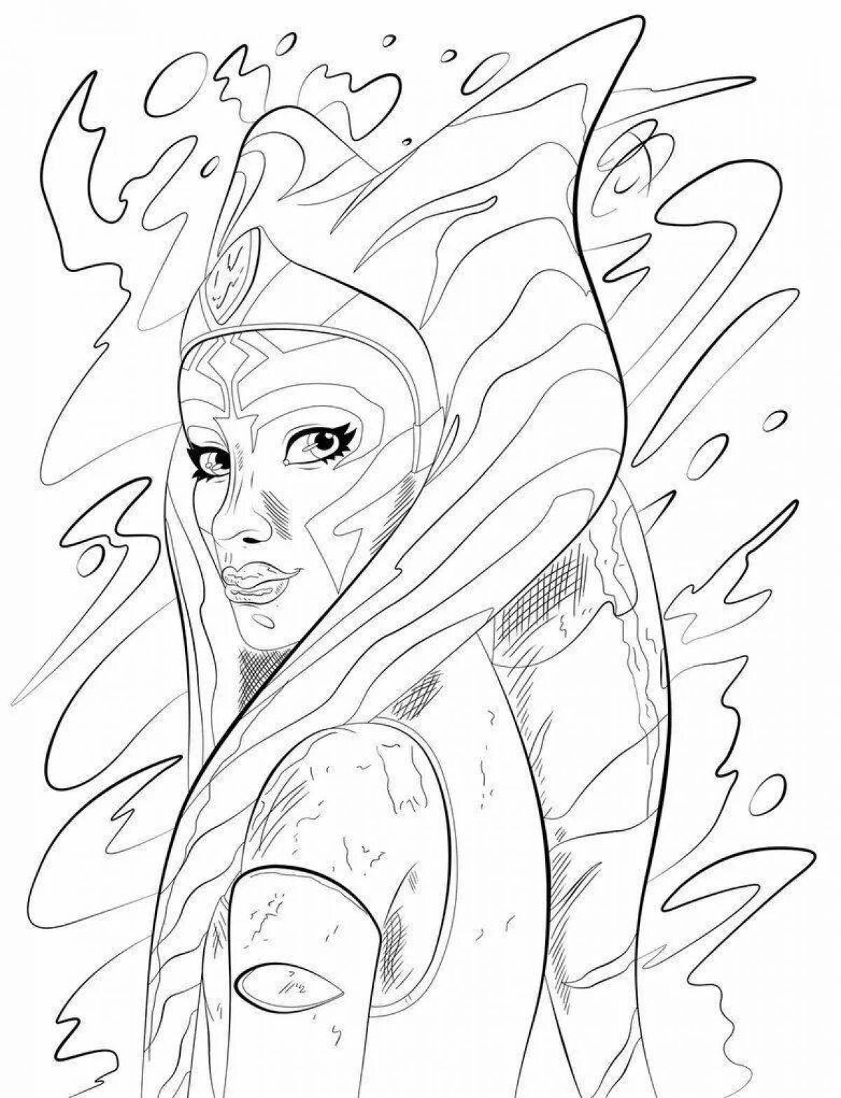 Ahsoka tano bright coloring page