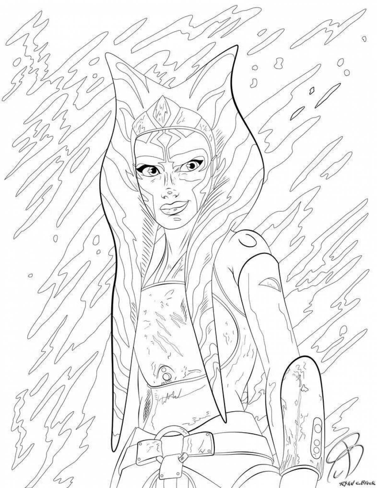 Coloring book glowing ahsoka tano