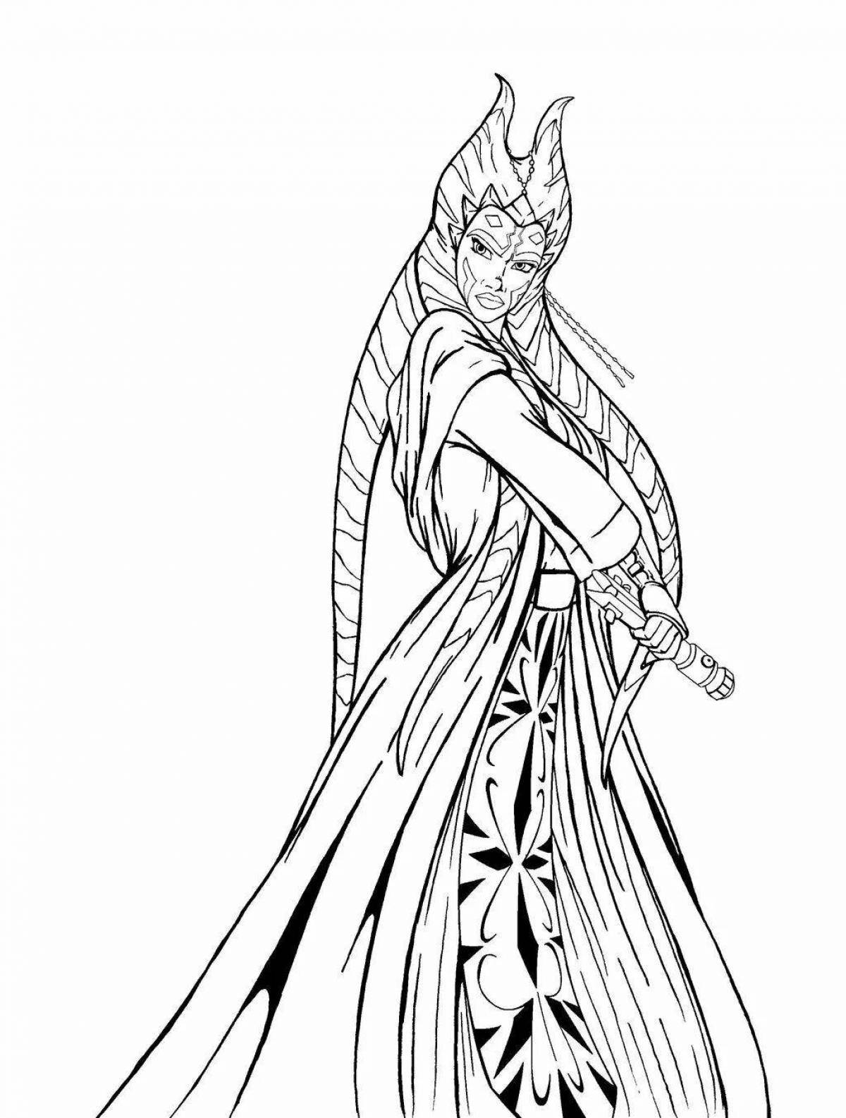 Glittering Ahsoka Tano Coloring Page