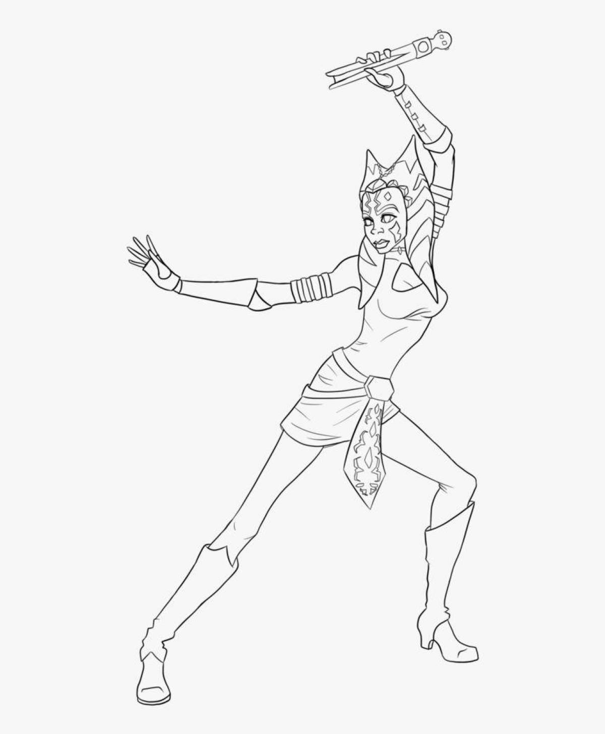 Coloring page dazzling ahsoka tano