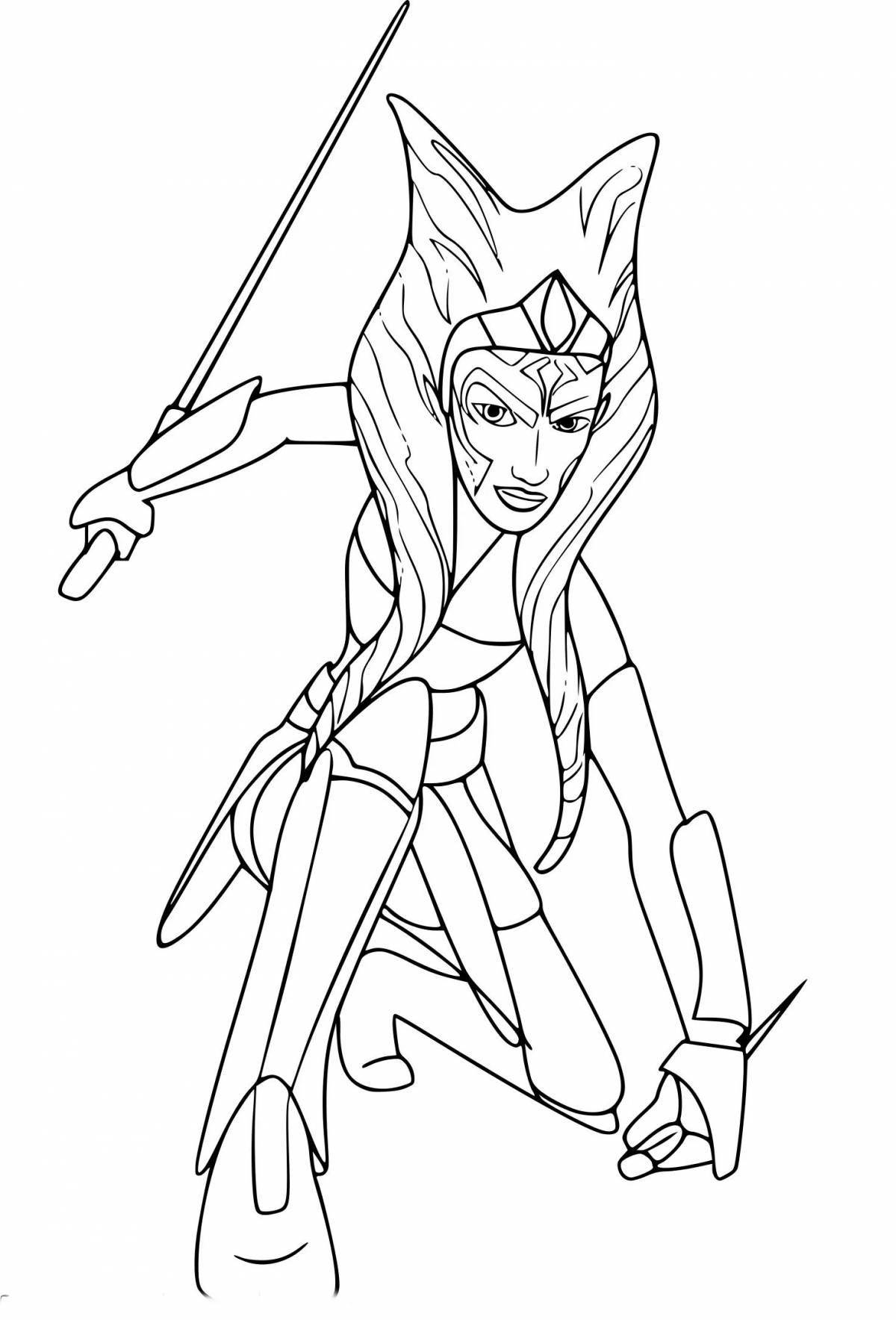 Coloring book elegant Ahsoka Tano