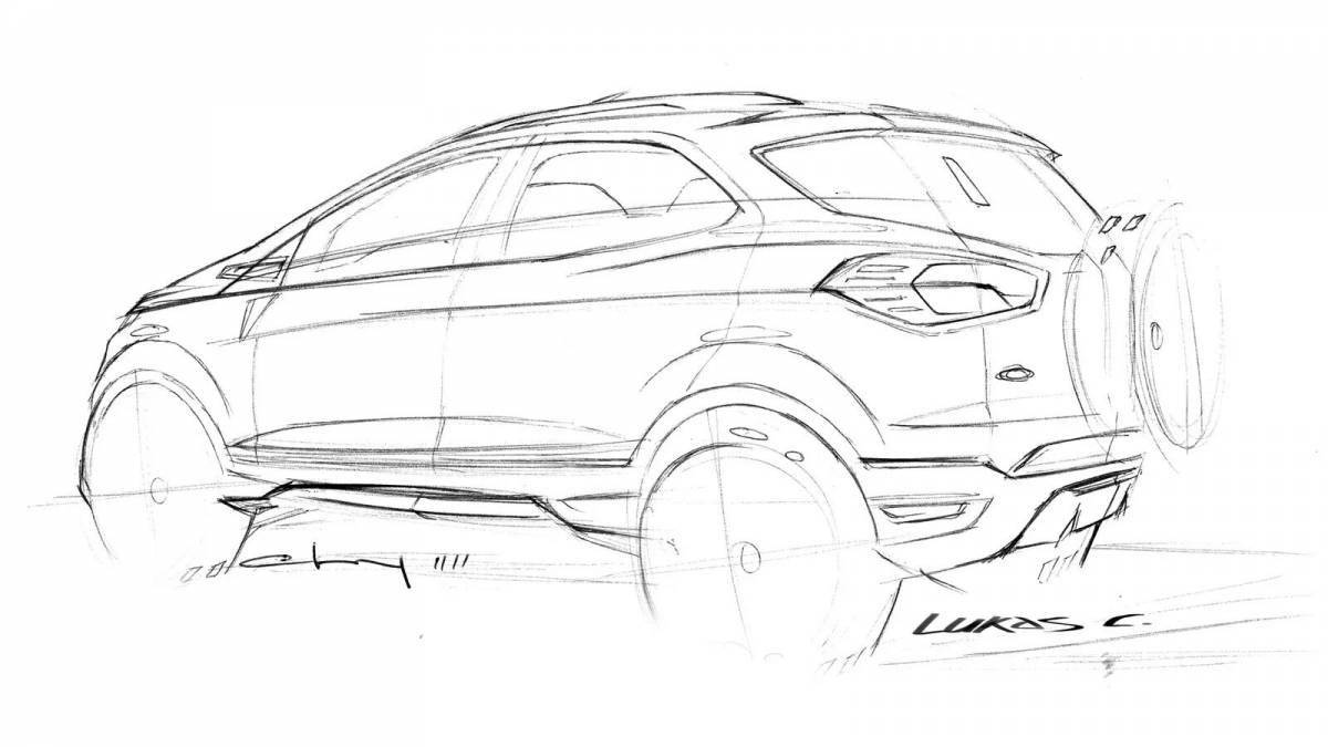 Colorful ford kuga coloring page