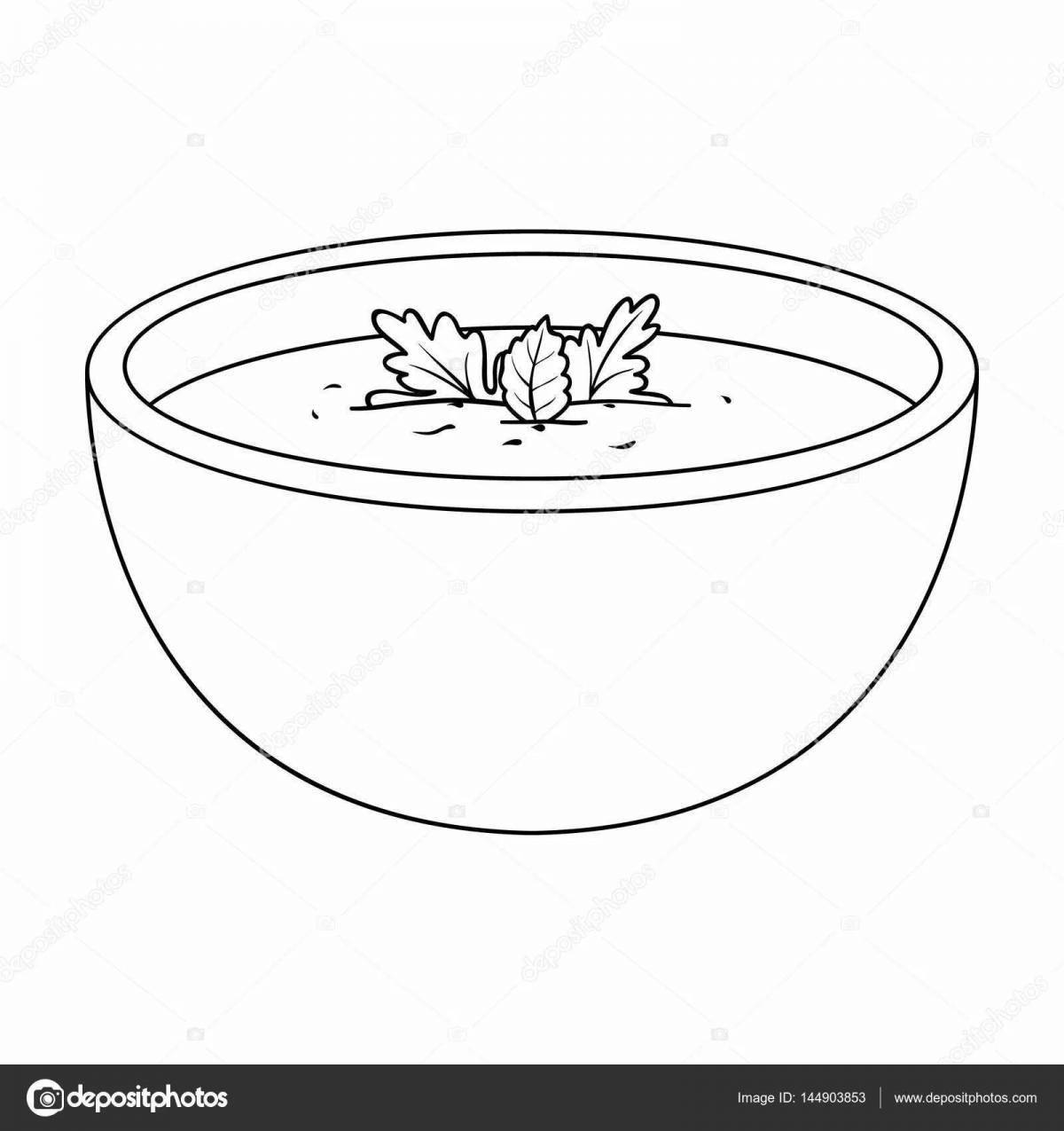 Colourful soup plate coloring page