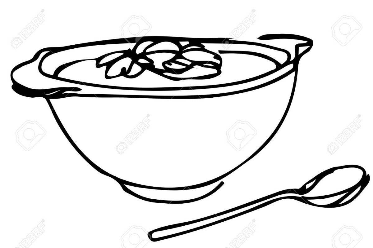 Раскраска яркая суповая тарелка