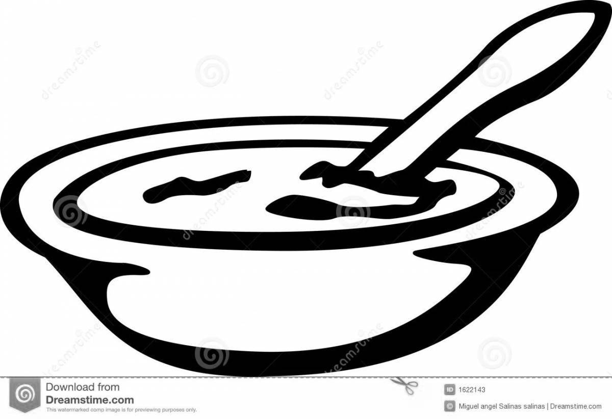 Happy soup plate coloring page